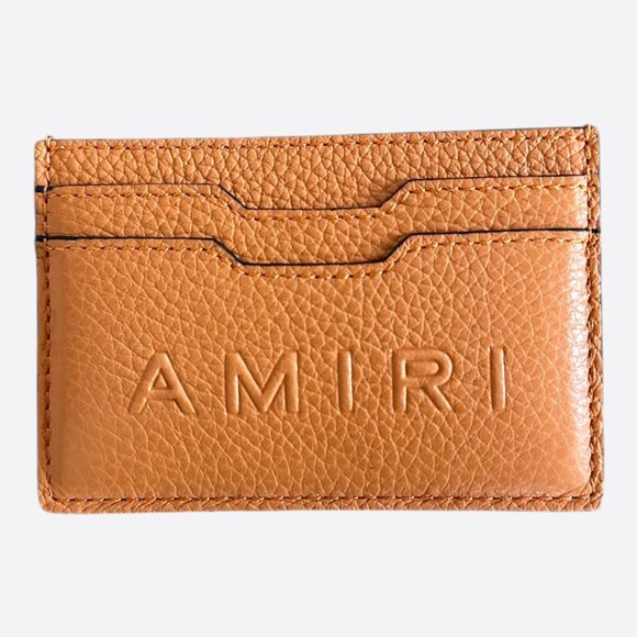 Amiri Brown Embossed Logo Leather Cardholder - Picture 1 of 2